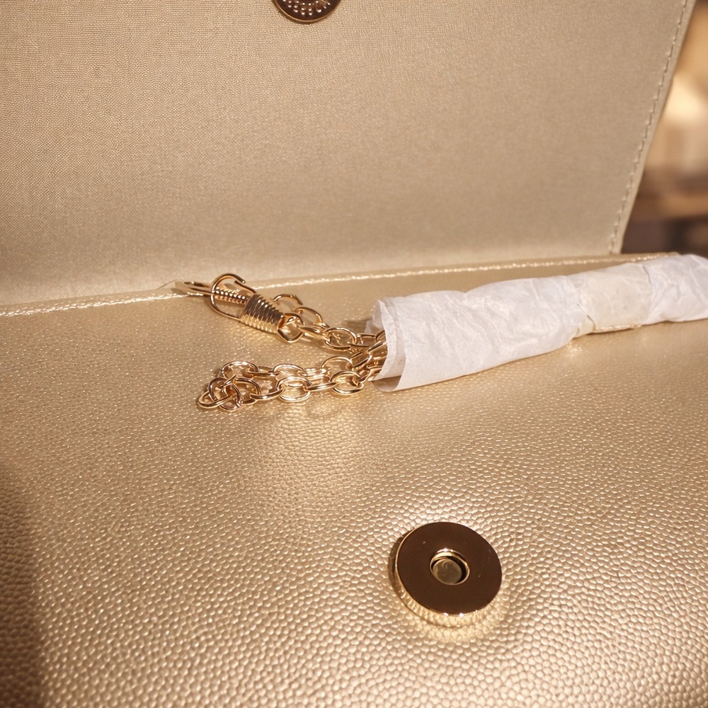 LOW START Christian Lacroix- Paris Caviar Gold Clutch with Detachable Chain - Picture 4 of 5